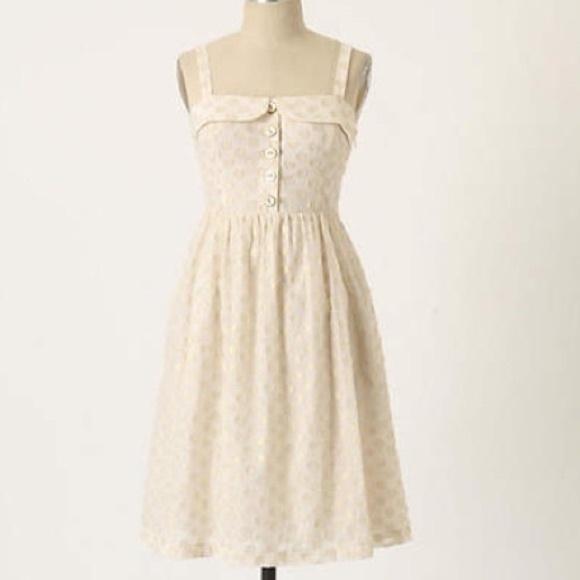 Anthropologie Dresses & Skirts - Anthropologie Maeve Metallic Gold Polka Dot Dress